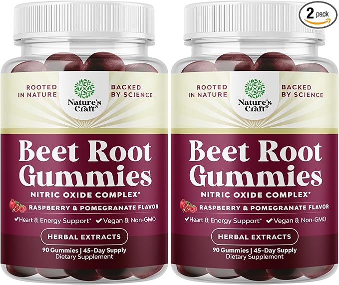 Flow Boosting Beet Root Gummies - Invigorating Beet Gummies for Adults Nitric Oxide Energy & Heart Health Support with Grapeseed Pomegranate & Vitamin B12 - Vegan Non-GMO & Gluten Free (3 Months)