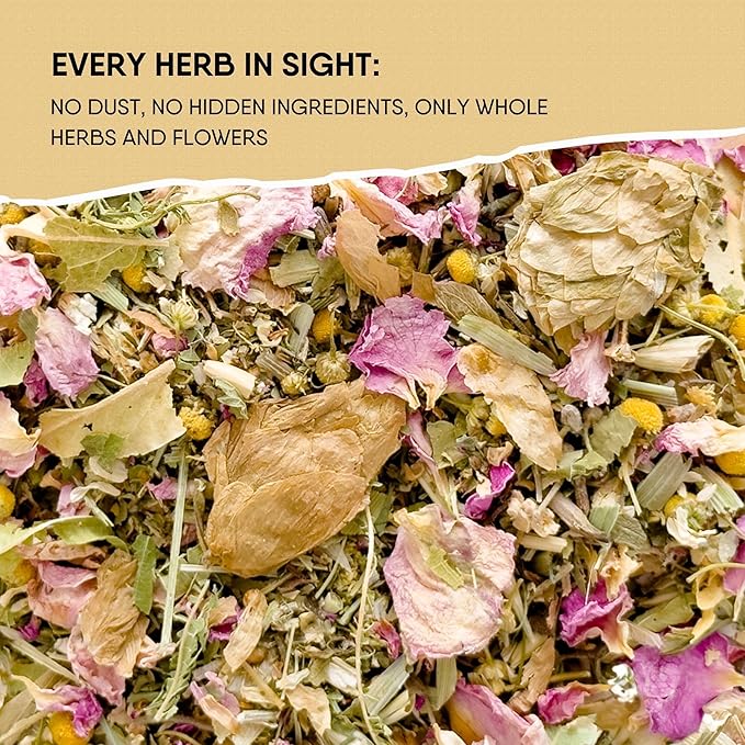 Sleep Aid Herbal Tea β Organic Calming Blend with Lemon Balm, Lavender, Linden, Chamomile, California Poppy, Passionflower, and Verbena β Supports Deep Sleep, Stress Relief and Relaxation