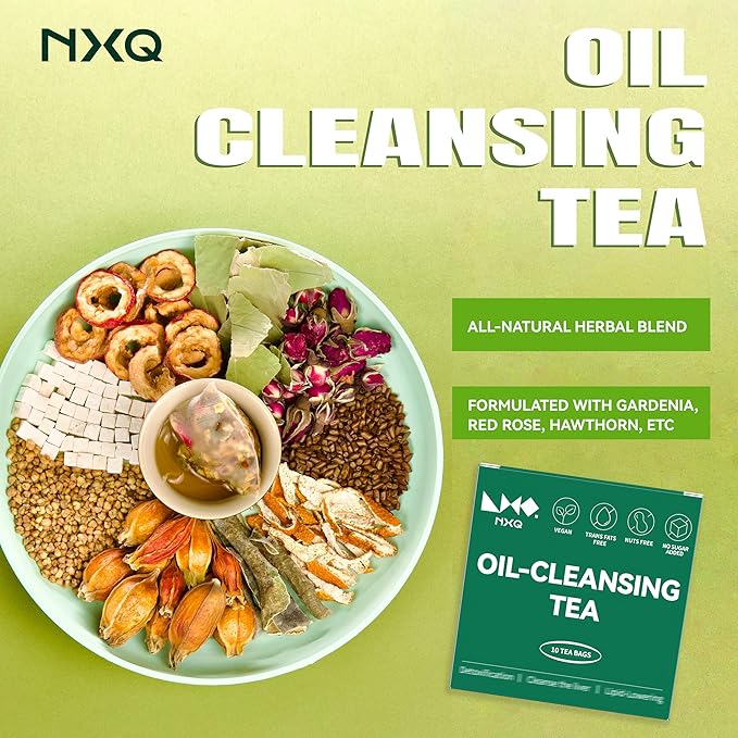 NXQ(10 Bags Oil Cleansing Tea:Oil Reducing Tea-A Blend of Winter Melon, Lotus Leaf, Cassia Seed, Poria-Herbal Tea for Live-9 Herbal with Excellent Formula