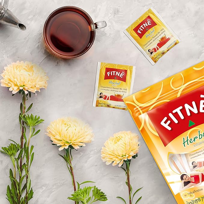 FITNE Chrysanthemum Herbal Tea Senna Infusion Smooth Mild Soothing Beverage Natural Gentle Detox Cleanse No Calories Caffeine Free, 60 Tea Bags