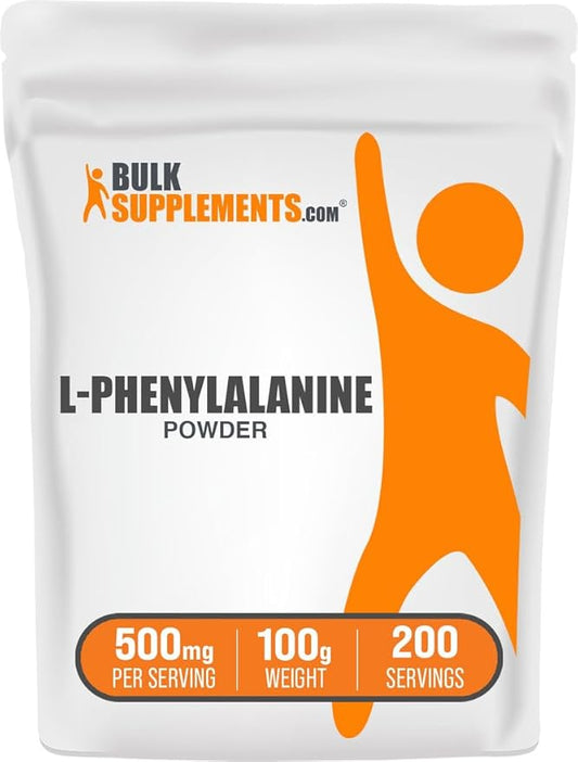 BulkSupplements.com L-Phenylalanine Powder - Phenylalanine Supplement, L-Phenylalanine 500mg - Amino Acids Supplement, Gluten Free, 500mg per Serving, 100g (3.5 oz) (Pack of 1)