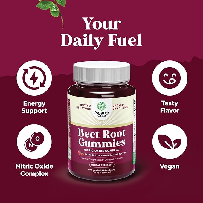 Flow Boosting Beet Root Gummies - Invigorating Beet Gummies for Adults Nitric Oxide Energy & Heart Health Support with Grapeseed Pomegranate & Vitamin B12 - Vegan Non-GMO & Gluten Free (3 Months)