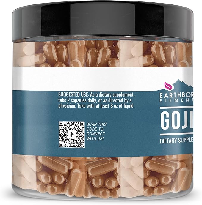 Earthborn Elements Goji Berry 200 Capsules, Pure & Undiluted, No Additives
