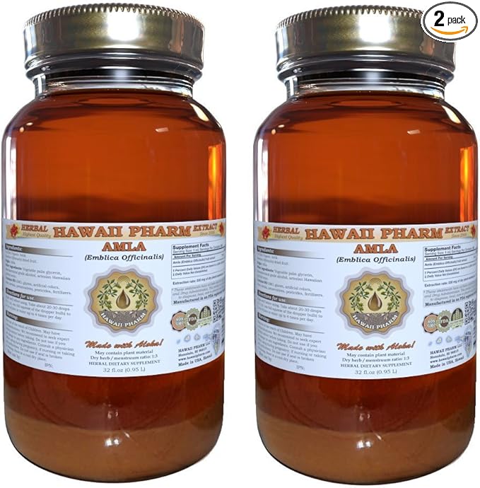 Amla Liquid Extract, Organic Amla (Emblica Officinalis) Tincture 2x32 oz Unfiltered