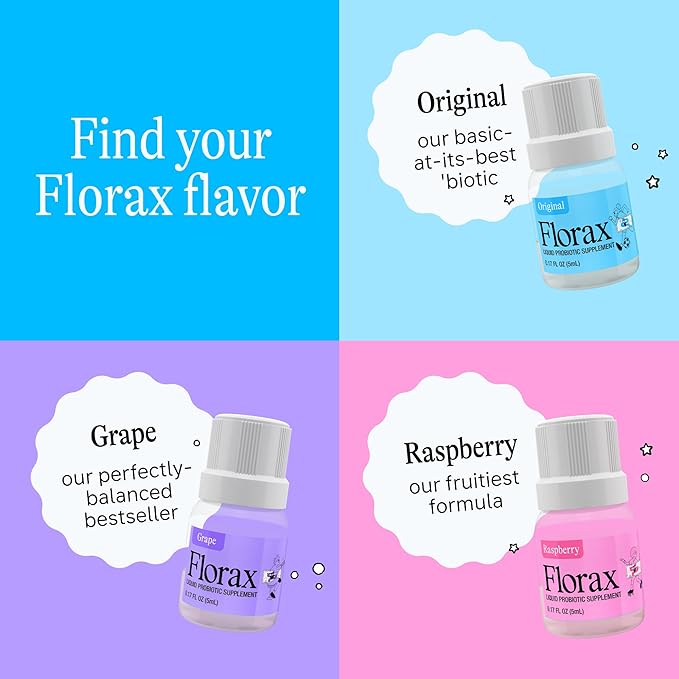 Florax - Liquid Probiotic - On-The-go Gut Support for Women, Men, and Children - Vegan, Gluten Free, Lactose Free, Soy Free and Preservative Free - Grape Flavor - 5 Vials