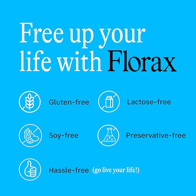 Florax - Liquid Probiotic - On-The-go Gut Support for Women, Men, and Children - Vegan, Gluten Free, Lactose Free, Soy Free and Preservative Free - Grape Flavor - 5 Vials