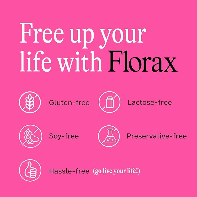 Florax - Liquid Probiotic - On-The-go Gut Support for Women, Men, and Children - Vegan, Gluten Free, Lactose Free, Soy Free and Preservative Free - Raspberry Flavor - 5 Vials
